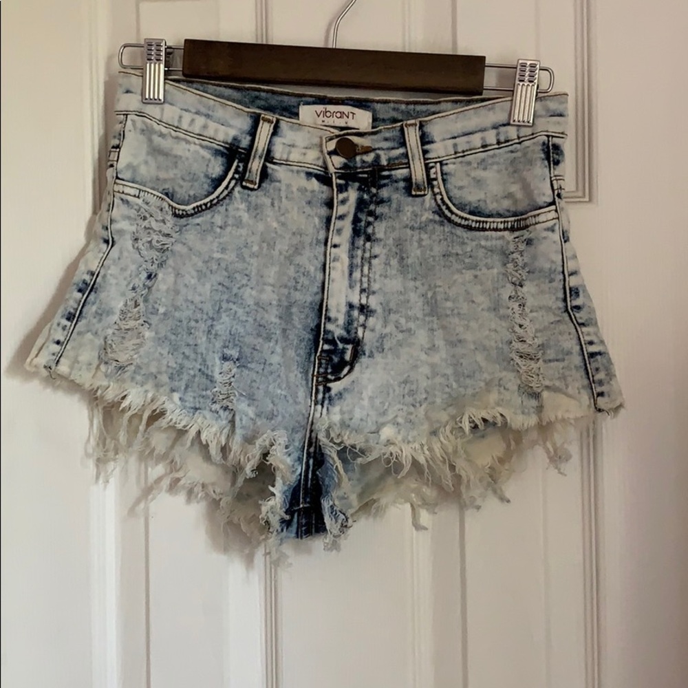 Distressed high waist denim shorts